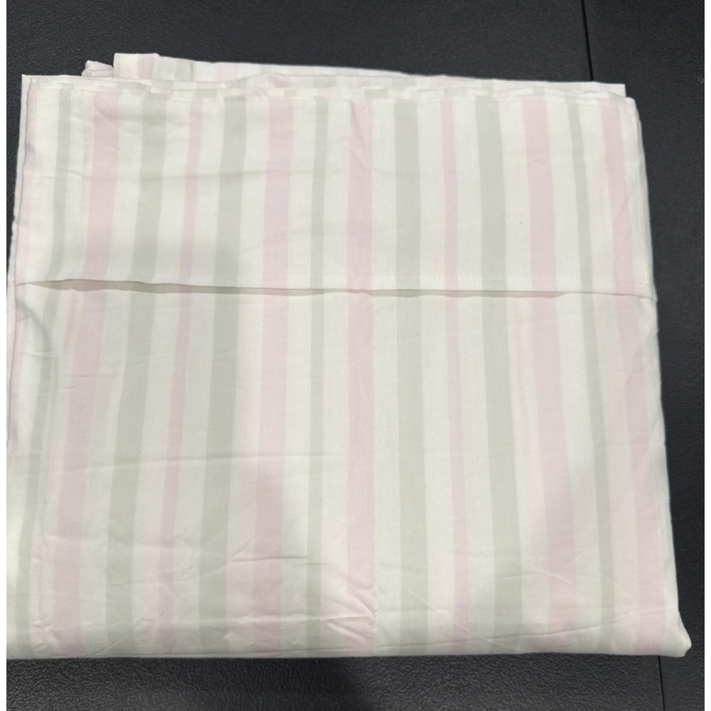 Vtg Rachel Ashwell Treasures King Sheet Pink Stripes Green Shabby Early 2000's